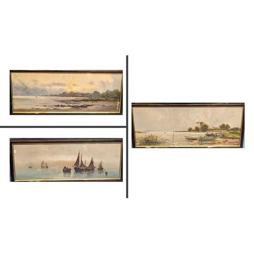 785 - A pair of matching framed coastal scenes - Largest 64 x 27cm in frame