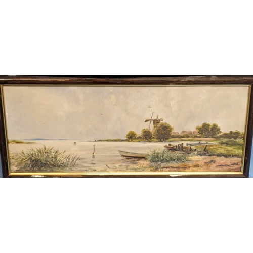 785 - A pair of matching framed coastal scenes - Largest 64 x 27cm in frame