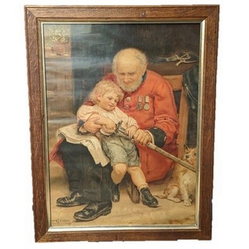 796 - 'A Young Briton' Vintage framed print by Arthur J Elsley - 50 x 66cm