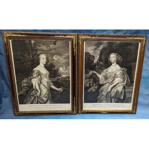 700 - Ornately framed prints of Frances - Duchess of Richmond and Henrietta Countess of Rochester - 43 x 5... 