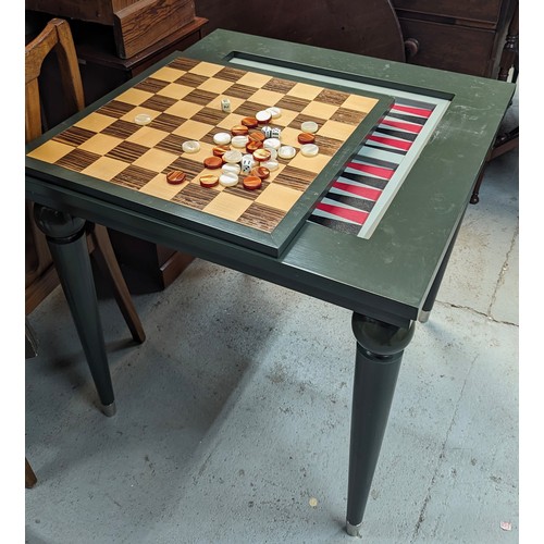 146 - A Chess, backgammon and card table