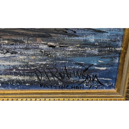 155 - A large original oil on canvas of the battle of Trafalgar - Signed D Robinson Pattingcham 103 x 85cm