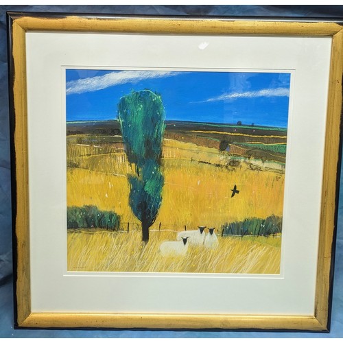 739 - An original pastel of sheep in a field - N Canning