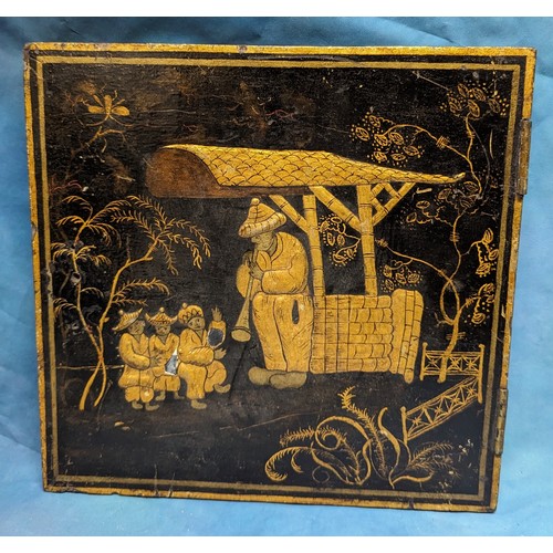 741 - A Chinoiserie cupboard door panel - 27 x 27cm