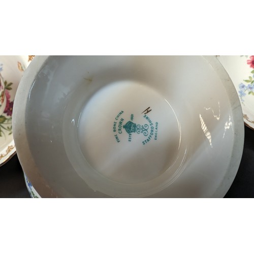 323 - A Quantity of Staffordshire Tea Service x 10 pieces - Rose Design ( slight crack in teapot)