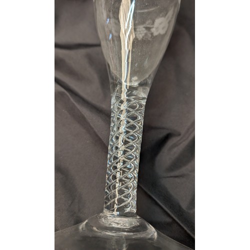 284 - Oversized Air Twist Glass Engraved  Vine and Grape Design