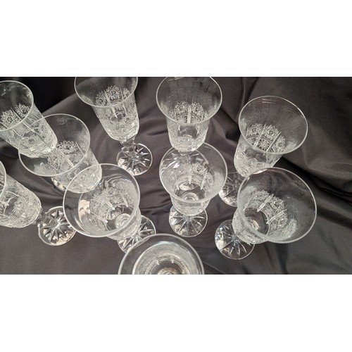 322 - Bohemia Vintage Champagne Glasses x 10 - Slight Chipping to Some Rims