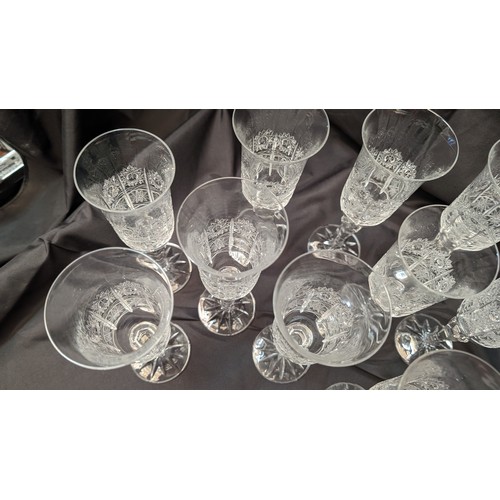 322 - Bohemia Vintage Champagne Glasses x 10 - Slight Chipping to Some Rims