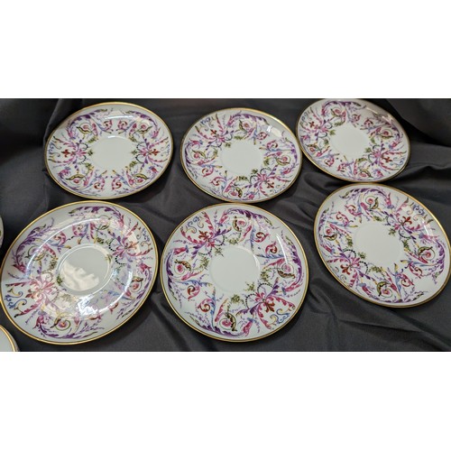 290 - 6 x Antique Fine French Porcelain Tea Cups and Saucers . Signed to Bottom with Inscription to HT For... 