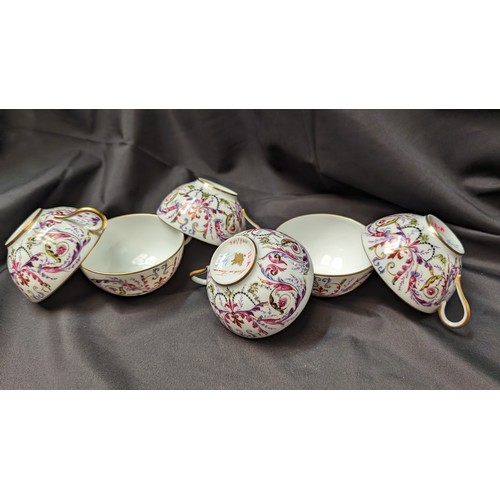 290 - 6 x Antique Fine French Porcelain Tea Cups and Saucers . Signed to Bottom with Inscription to HT For... 