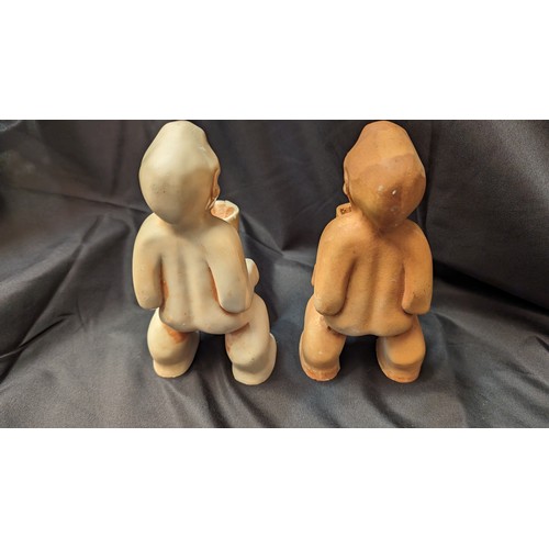 504 - Vintage Molded Novelty Male Candle \Holders 19cm Tall x 2