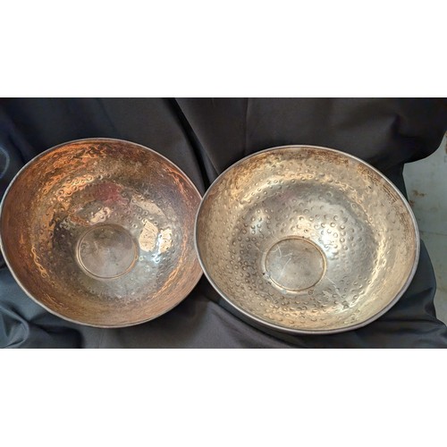 291 - Large Antique Copper Mixing Bowls 13cm High, 29cm Diameter