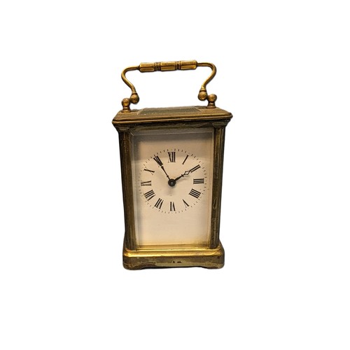 372A - A Brass Carriage Clock - No Key.  10cm Tall