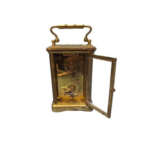 372A - A Brass Carriage Clock - No Key.  10cm Tall