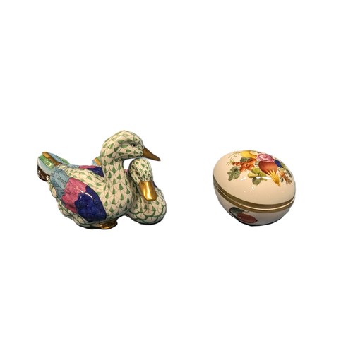 380 - Hevend Ducks and Egg Trinket Box Hand Painted Ornaments