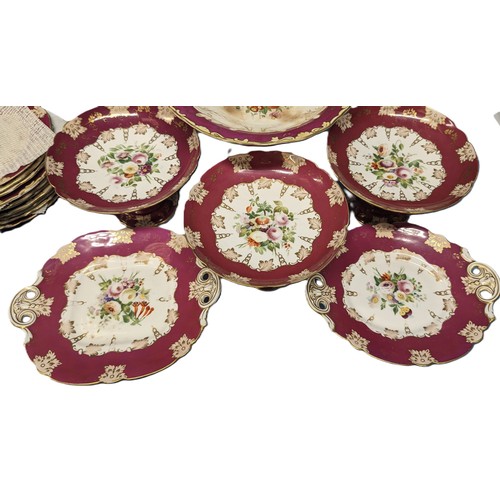 582 - A Quantity of English Porcelain Floral Cake Plates and Stands