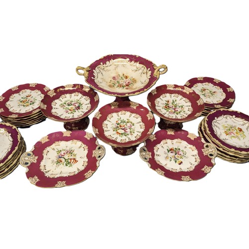 582 - A Quantity of English Porcelain Floral Cake Plates and Stands