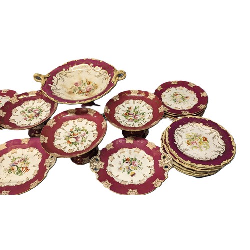 582 - A Quantity of English Porcelain Floral Cake Plates and Stands