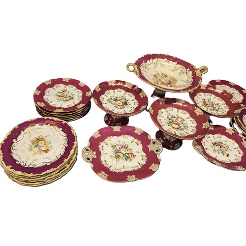 582 - A Quantity of English Porcelain Floral Cake Plates and Stands