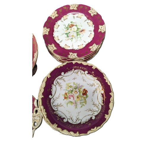 582 - A Quantity of English Porcelain Floral Cake Plates and Stands