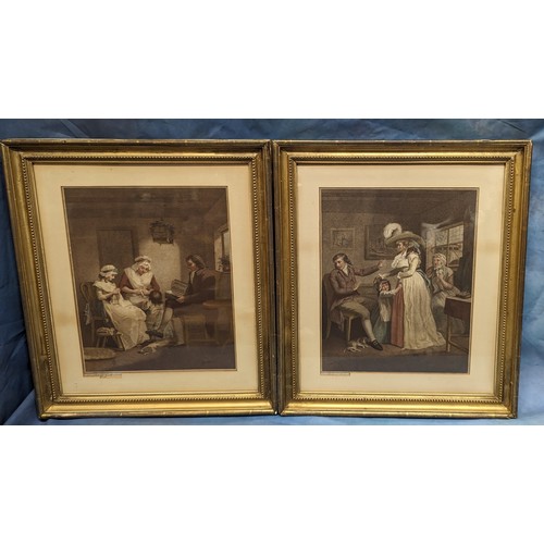 731 - 'The Virtuous Parent' and 'Domestic Happiness' 1789 framed Mezzotints - 44 x 51cm