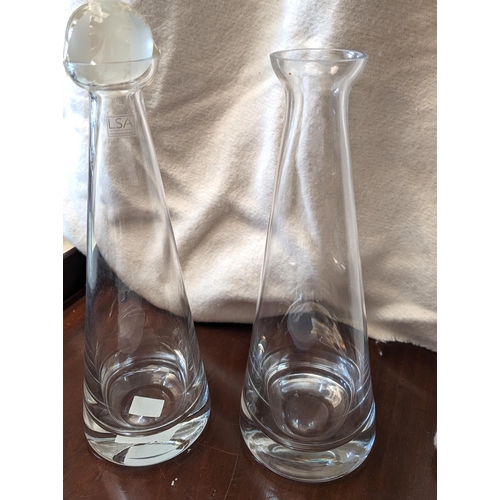 713 - Vintage LSA International Polish Handblown Carafes  ( 1 without stopper).   From the country estate.