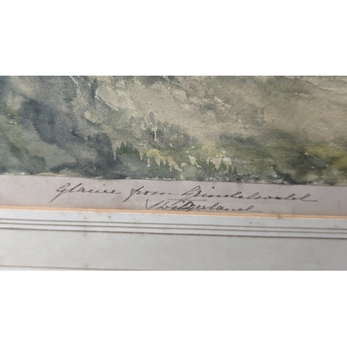 439 - A vintage Watercolour of a glacier. 47 x 37cm in frame