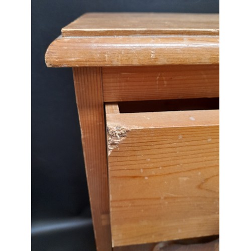 1127 - A Pine Bedside Cabinet with One Drawer and Slight Damage as Pictured.