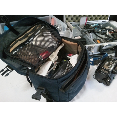 830 - Sony Handycam Video 8 Camcorder, with flight case and key, carry bag and assorted accessories.   Fro... 