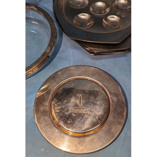 709 - Selection of metal tableware including 'Highgrove House' coaster.   From the country estate.