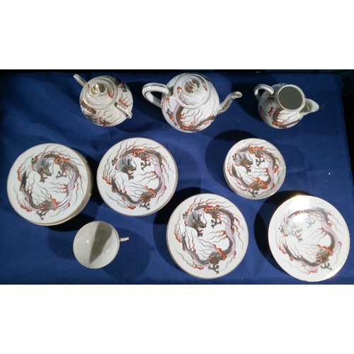 544 - Chinese part tea service depicting dragon