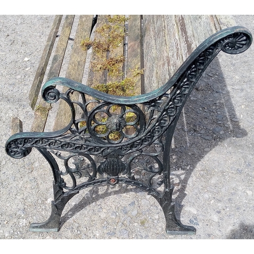 1141 - Metal garden bench - needs attention to woodwork - 80h x 66w x 67d