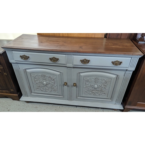 14 - A grey painted Edwardian sideboard - 150 x 50 x 98cm