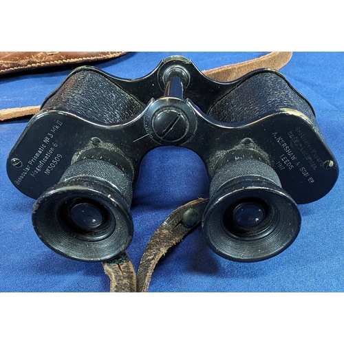 198 - A pair of British Military WWI A Kershaw and Sons Prismatic No3 MKII Officers Binoculars in a 1916 A... 