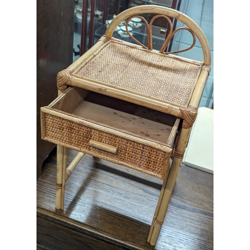 51 - A Bamboo and cane bedside table - 34 x 30 x 62cm