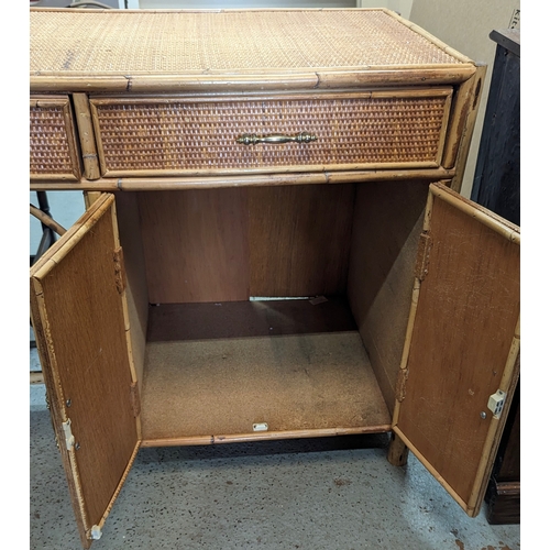 53 - A bamboo and cane writing desk - Doors require attention - 100 x 47 x 70cm