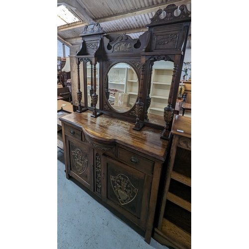 66 - An ornate mirror backed sideboard - 120 x 210 x 44cm