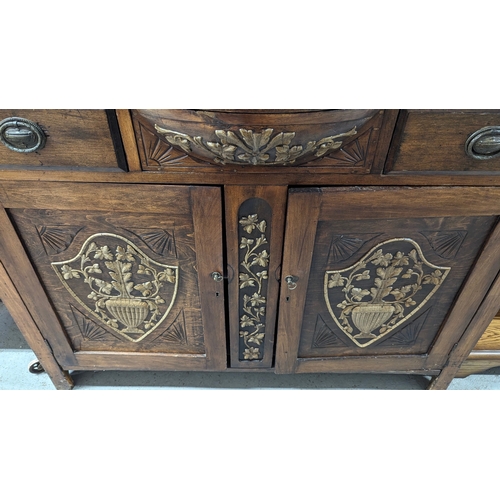 66 - An ornate mirror backed sideboard - 120 x 210 x 44cm