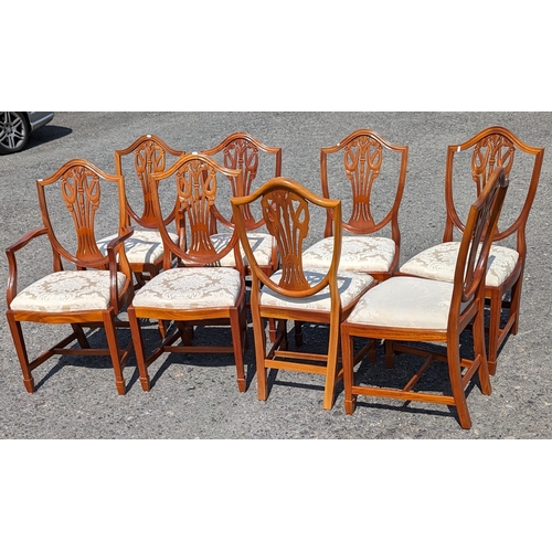 330 - 8x Shield back chairs with wheat motif including 2 carvers