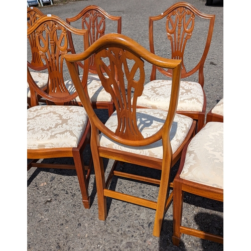 330 - 8x Shield back chairs with wheat motif including 2 carvers