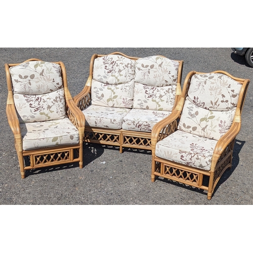 336 - 3 Piece cane conservatory sofa and 2 chairs - Made by Daro