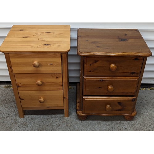 339 - 2 Bedside cabinets of different styles, both with 3 drawers