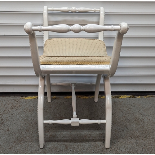 342 - Antique white painted stool - 67 x 44 x 42cm