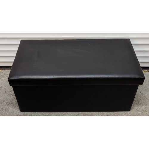 344 - Large black leatherette blanket box - 45 x 100 x 50cm