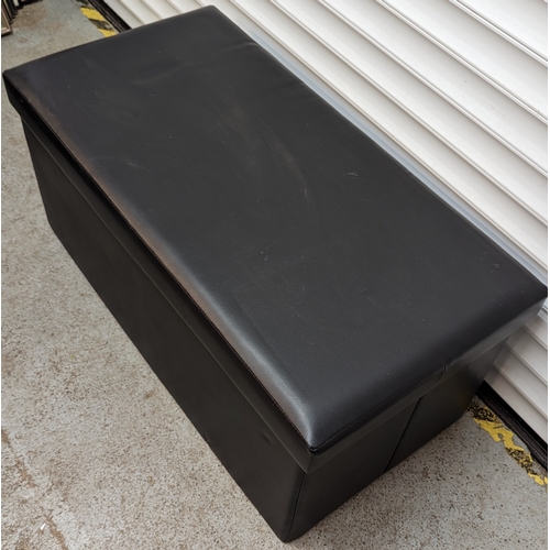 344 - Large black leatherette blanket box - 45 x 100 x 50cm