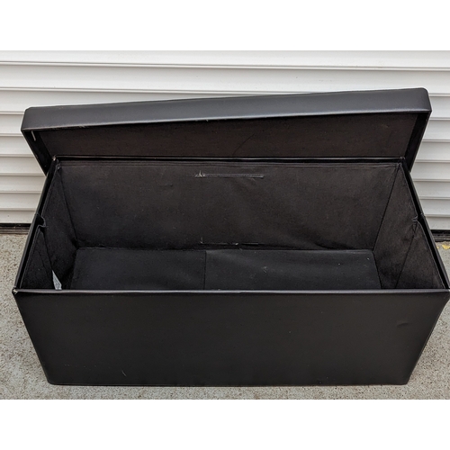 344 - Large black leatherette blanket box - 45 x 100 x 50cm