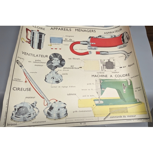 786 - 2 double sided French wall charts & French advertising board