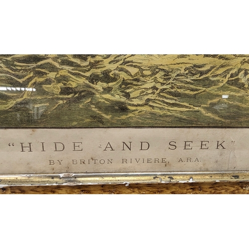 787 - A vintage print of 'Hide and Seek' by Briton Riviere, ARA - Frame 62 x 49cm