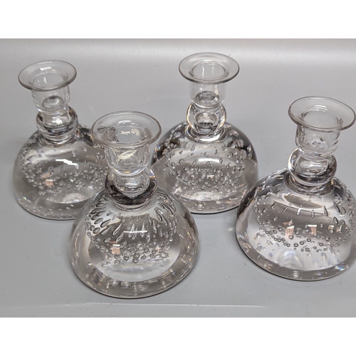 793 - An assortment of glass candlesticks and a jug(some chipped / repaired)