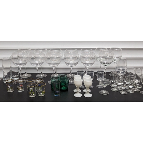 937 - A selection of mixed glasses including wine and shot glasses